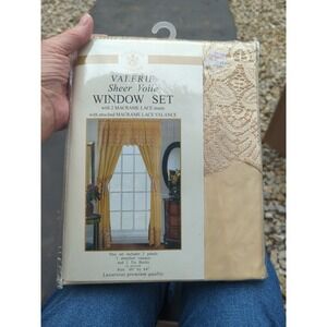Sultan's Linens Valerie Sheer Voile Window Set Elegant Gold 60x84 NEW